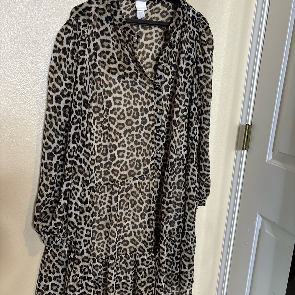H&M Leopard Print Midi Dress